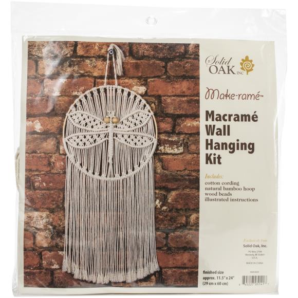 Solid Oak Dragonfly Macrame Wall Hanging Kit