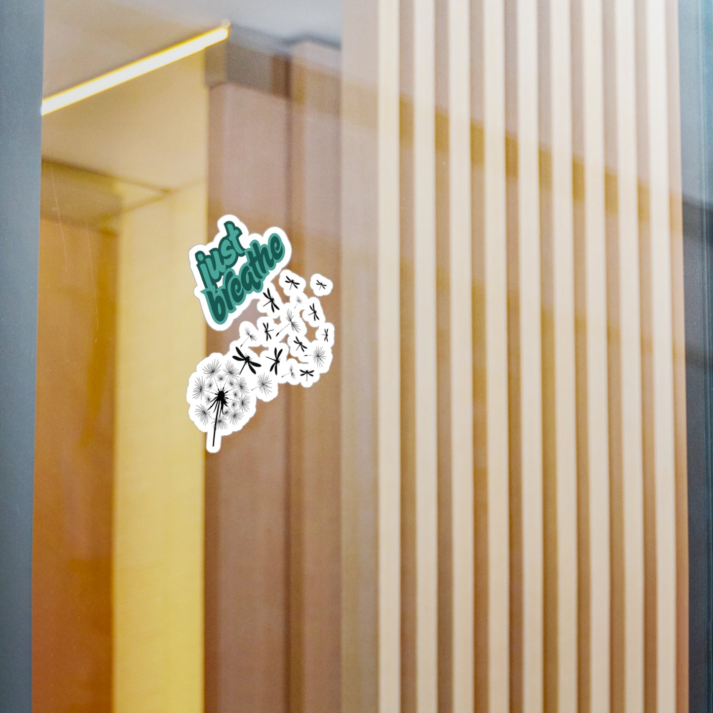 Sticker - Just Breathe Dragonfly Dandelion