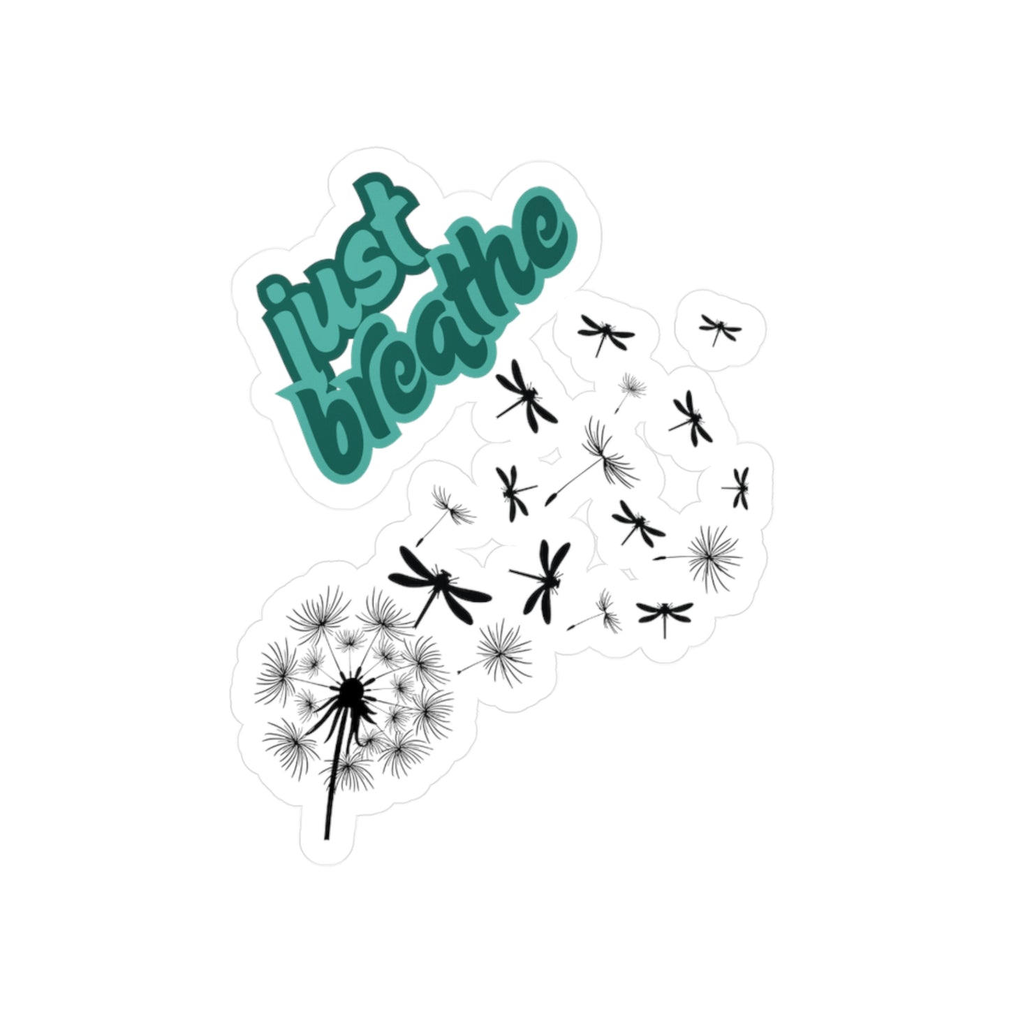 Sticker - Just Breathe Dragonfly Dandelion