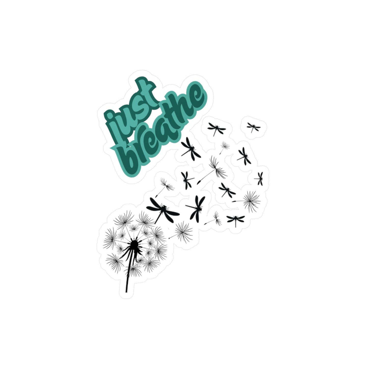 Sticker - Just Breathe Dragonfly Dandelion