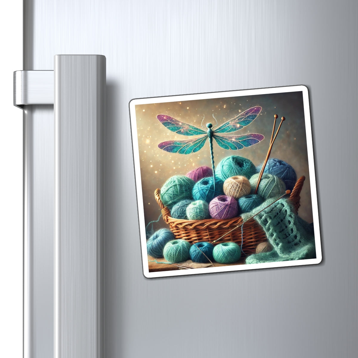 Magnet - Dragonfly and Basket of Yarn