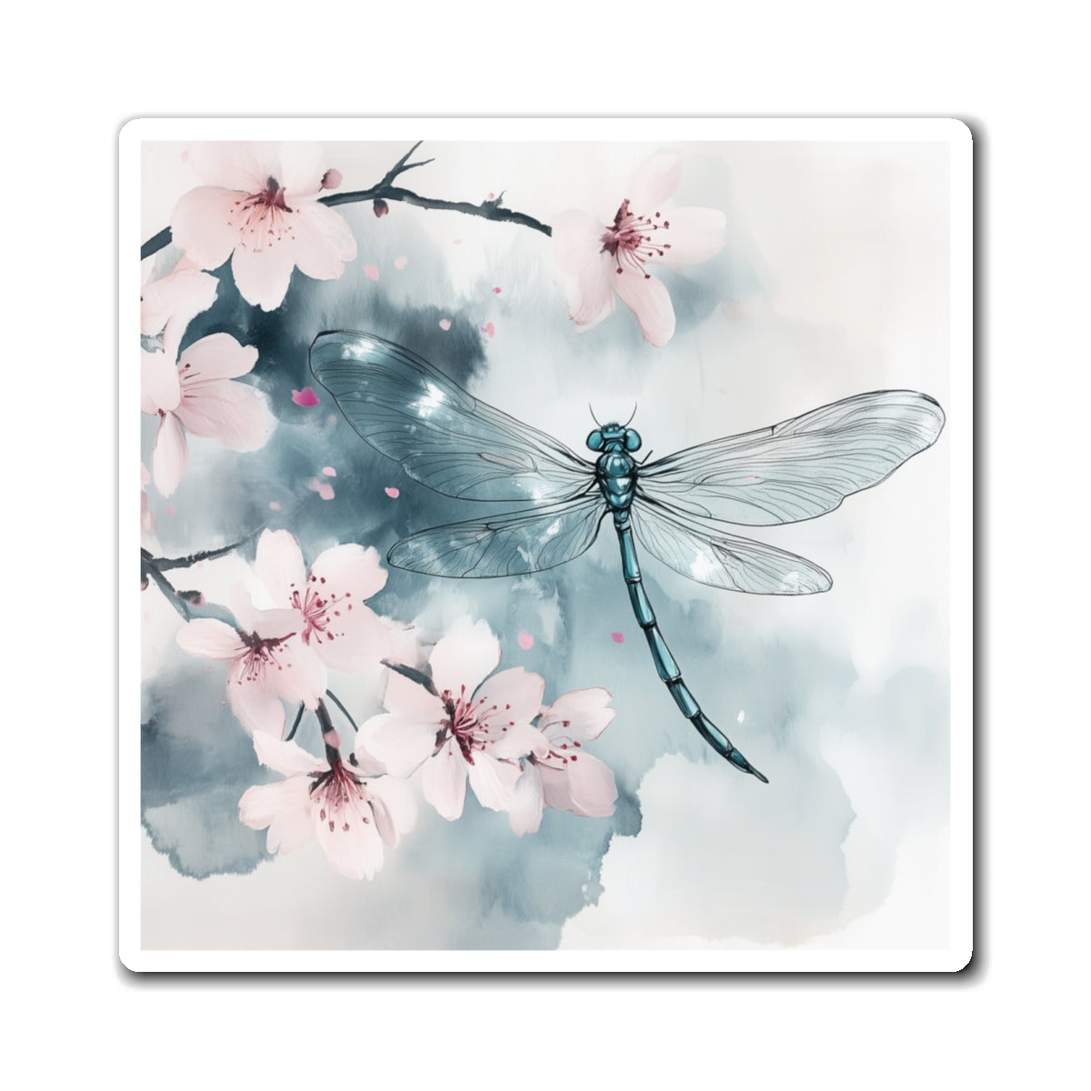 Magnet - Dragonfly Cherry Blossoms