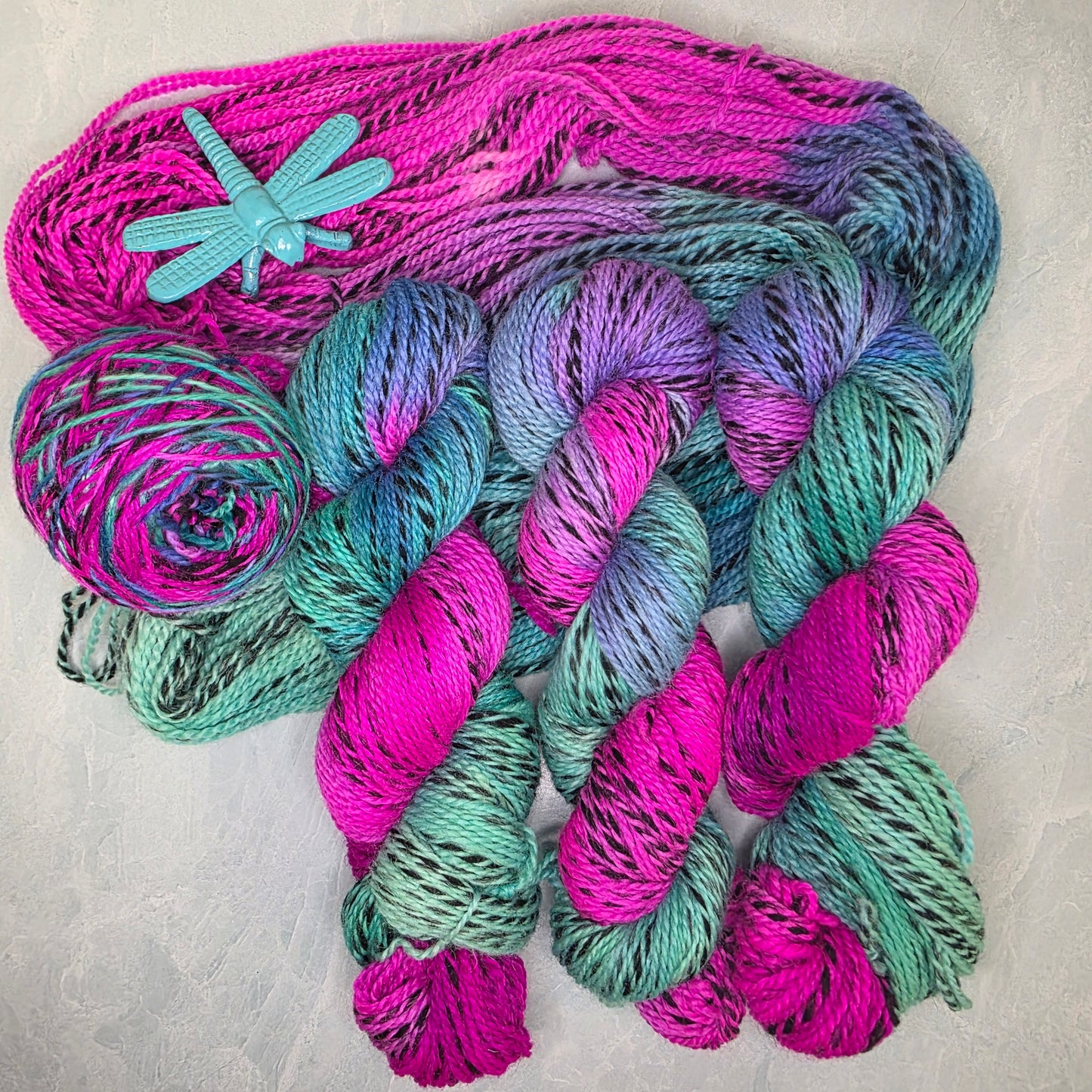 Hand-Dyed Worsted Weight "Dragonfly Wing" Zebra Wool Yarn - Soul Sisters Fibers