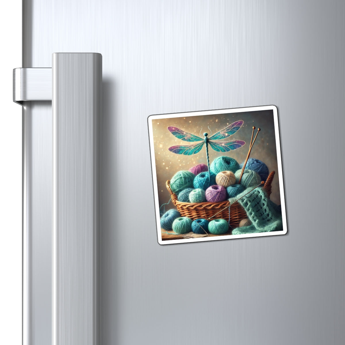 Magnet - Dragonfly and Basket of Yarn