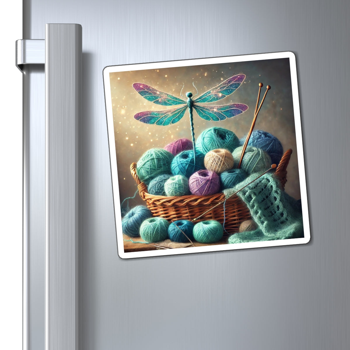 Magnet - Dragonfly and Basket of Yarn
