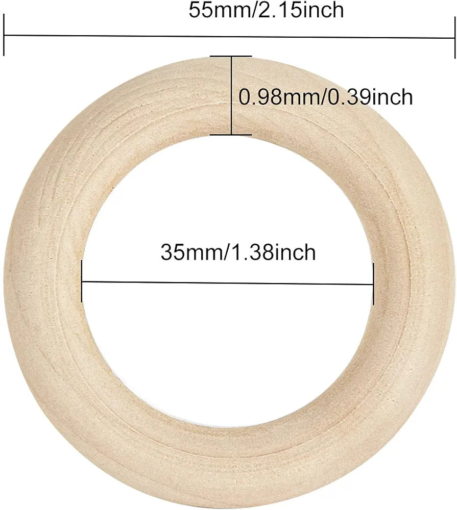 Natural Wooden Rings - 3 pack