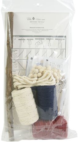 Solid Oak American Flag (Old Glory) Macrame Wall Hanging Kit