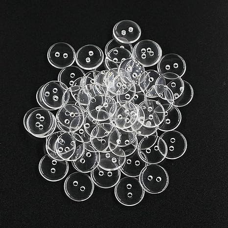 6 Pack: 15mm (5/8'') Clear Transparent Resin Buttons