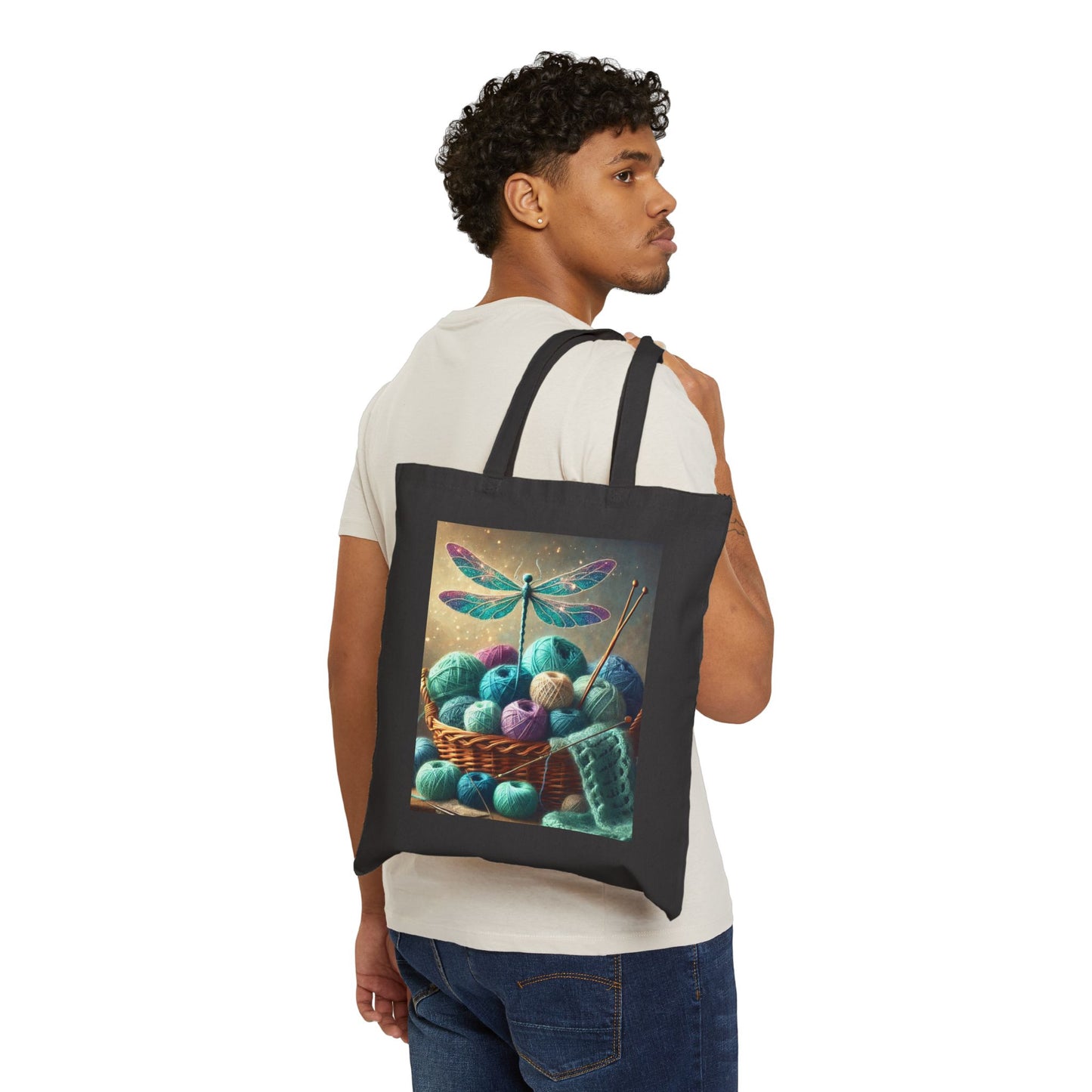 Tote - Dragonfly and Basket of Yarn