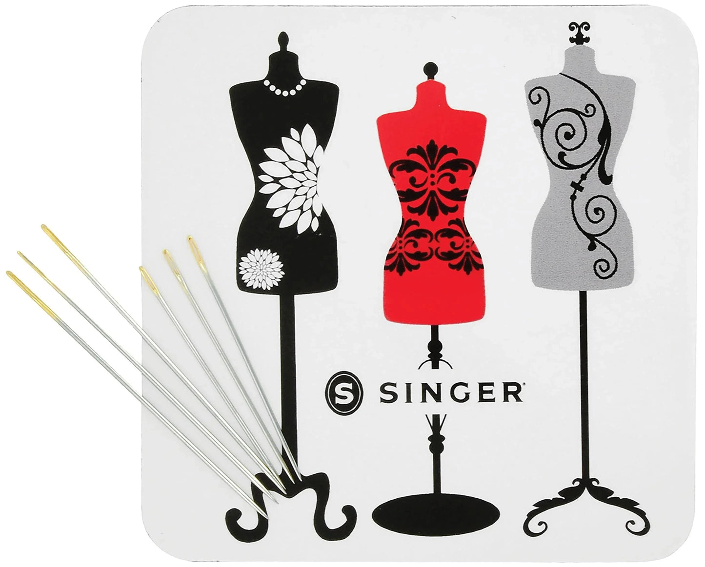 SINGER Gold Eye Embroidery Needles On Collectible Magnet - 6/Pkg Dressform Magnet