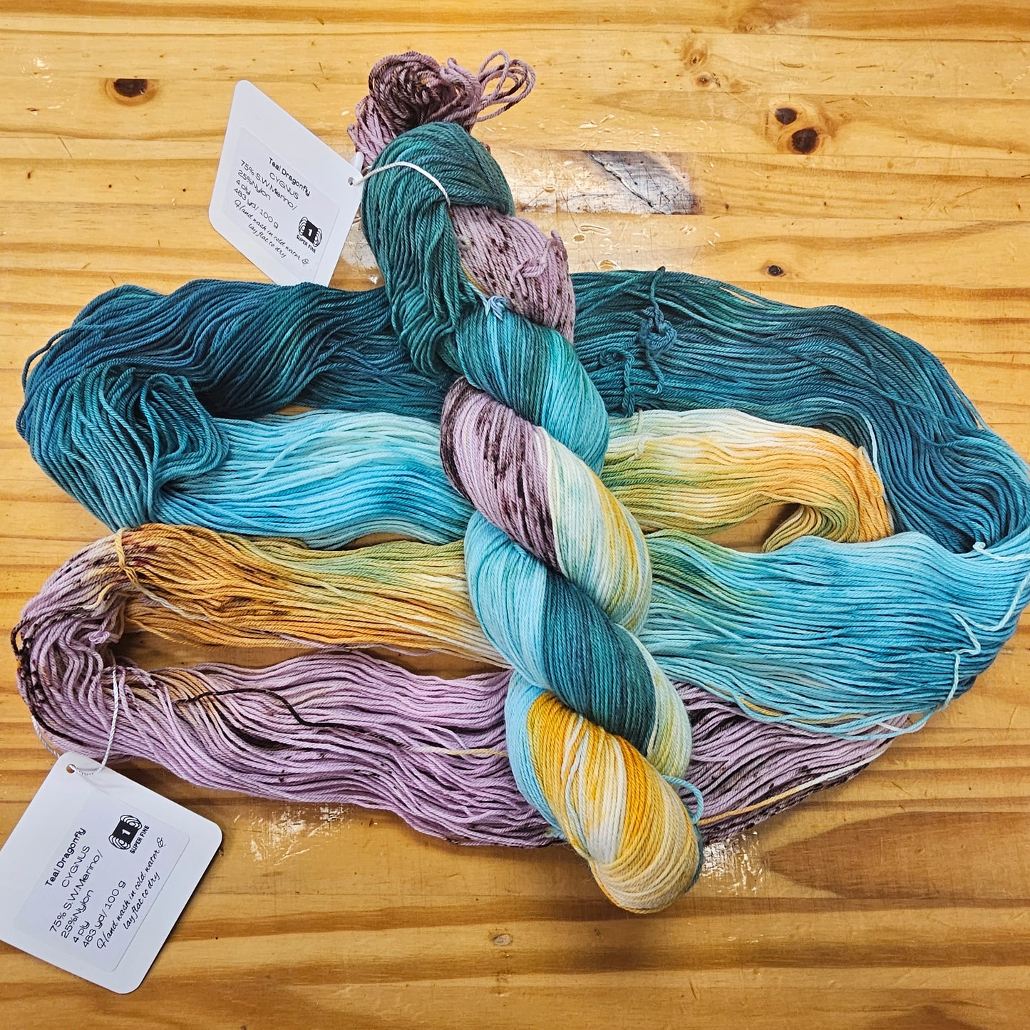 Teal Dragonfly Colorway Hand Dyed Yarn - Aquarius Makes