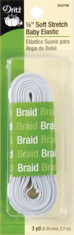 Dritz Soft Stretch Braided Elastic 1/4"X3yd