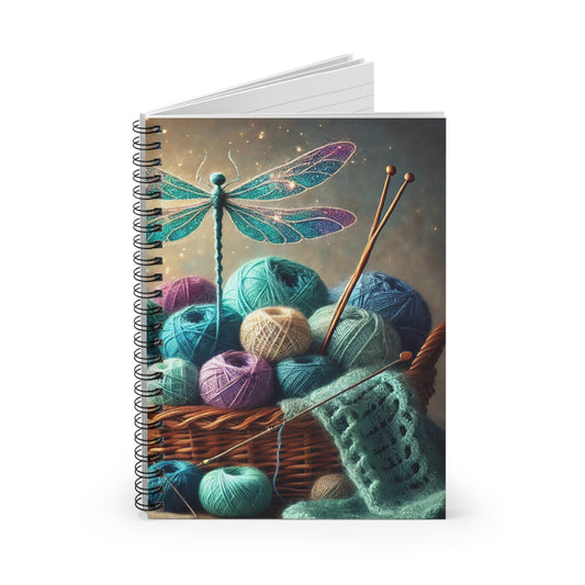 Magical Dragonfly and Yarn Spiral Notebook - Perfect for Crafters, Knitters, Crocheters, Journal Lovers, Gift for Her, Cozy Home Decor