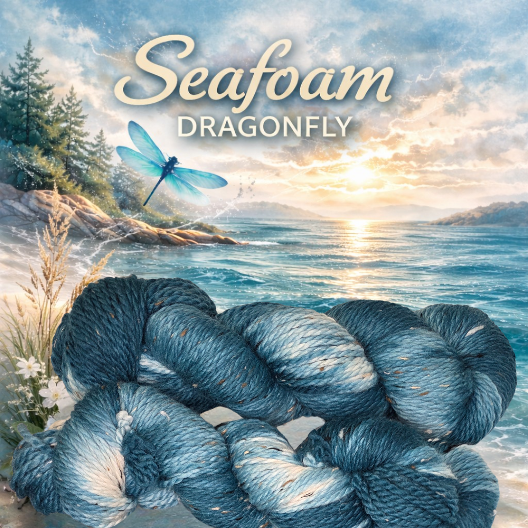 Hand-Dyed Worsted Weight Tweed - Seafoam Dragonfly - Soul Sisters Fibers