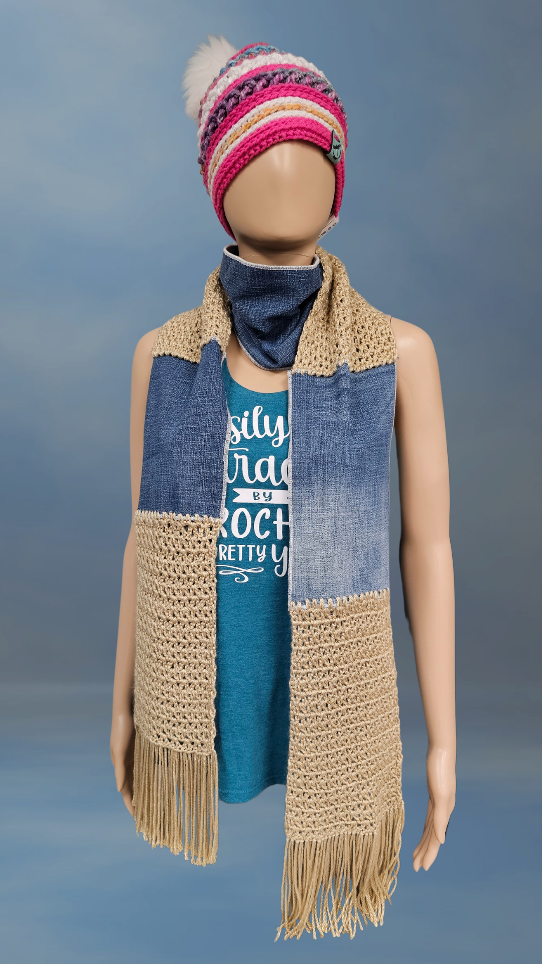 Denim & Crochet Scarf