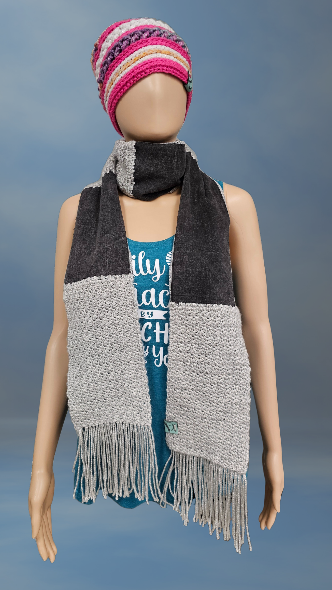 Denim & Crochet Scarf