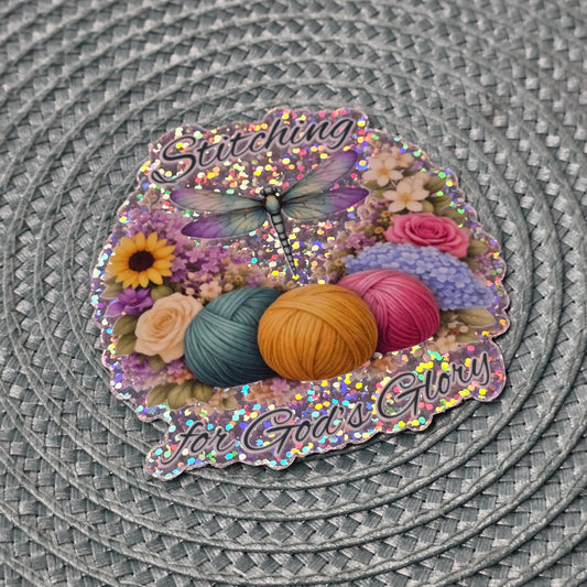 Sticker - Glitter Stitching for God's Glory