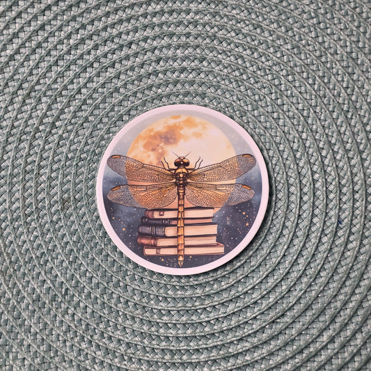Sticker - Celestial Dragonfly & Books