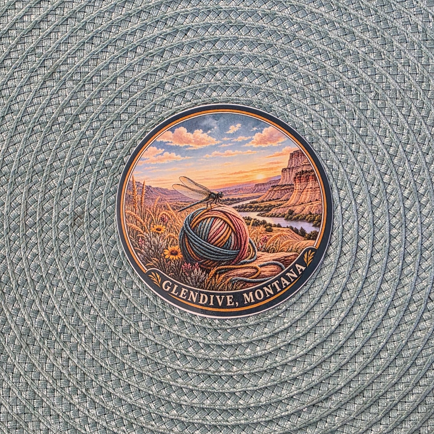 Sticker - Glendive, Montana Yarn & Dragonfly - TDC