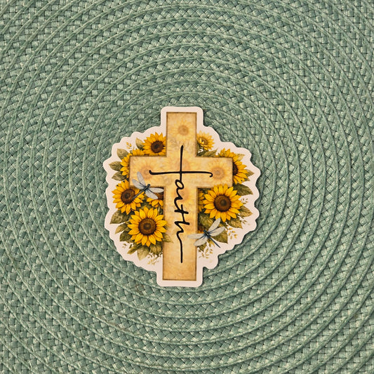 Sticker - Faith Cross Sunflower