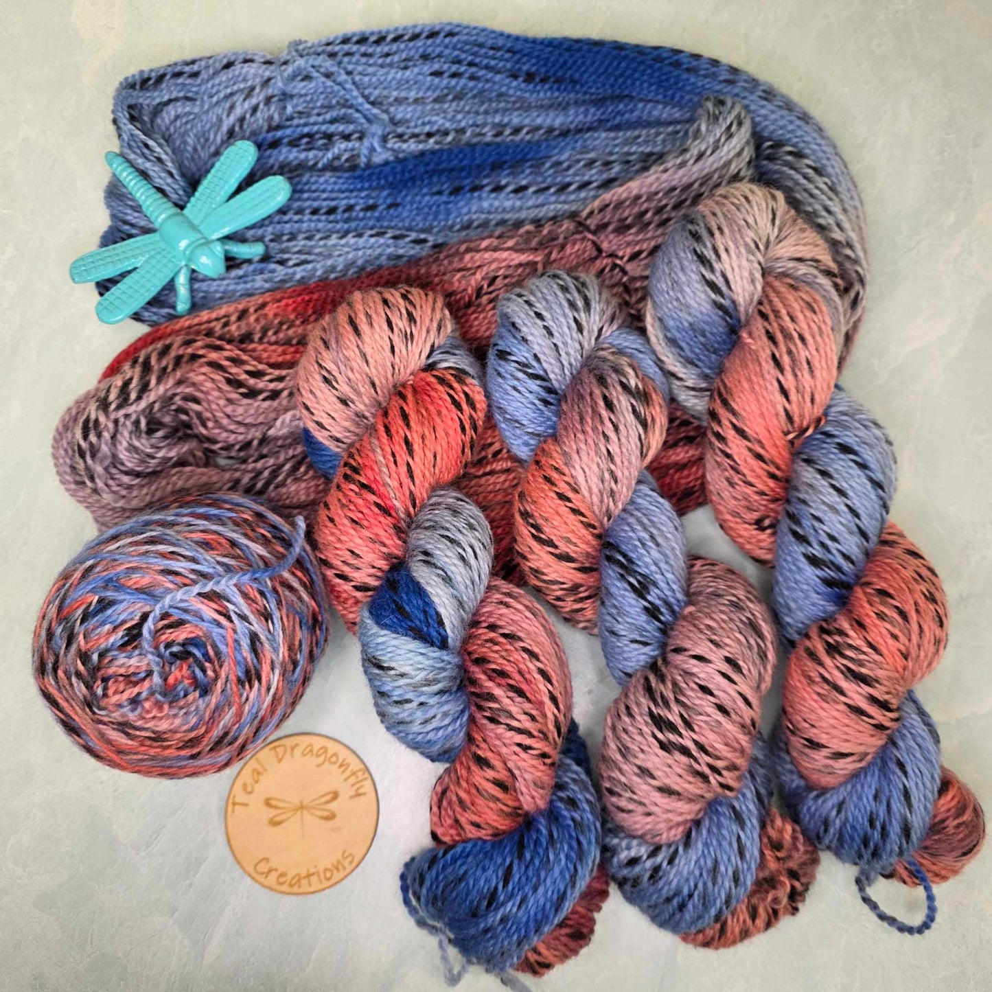 Hand-Dyed Worsted Weight "Dragonfly Wing" Zebra Wool Yarn - Soul Sisters Fibers