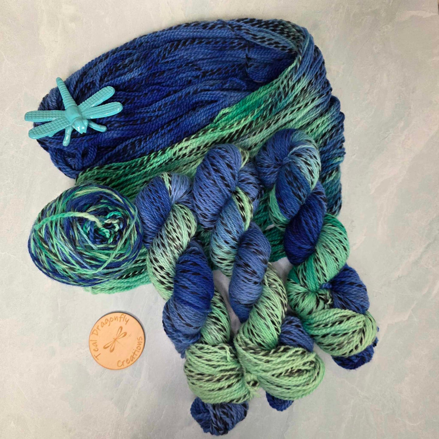 Hand-Dyed Worsted Weight "Dragonfly Wing" Zebra Wool Yarn - Soul Sisters Fibers