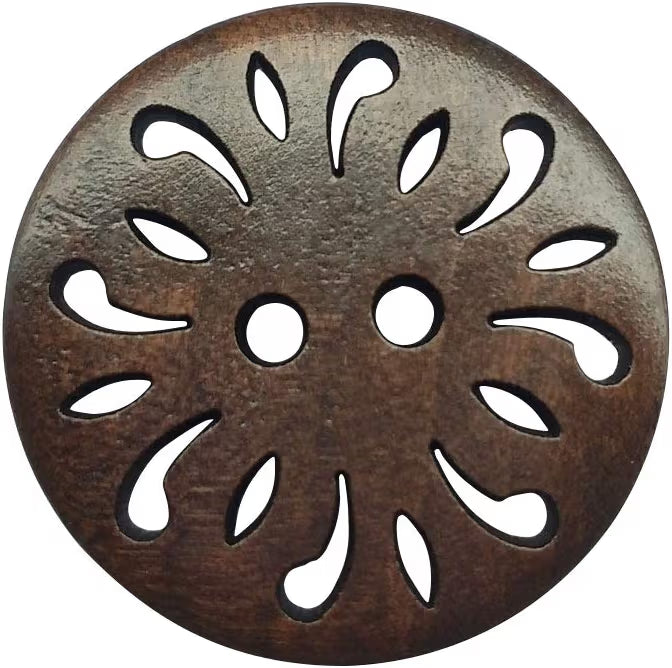 6 Pack: 30mm Flower Wood Buttons