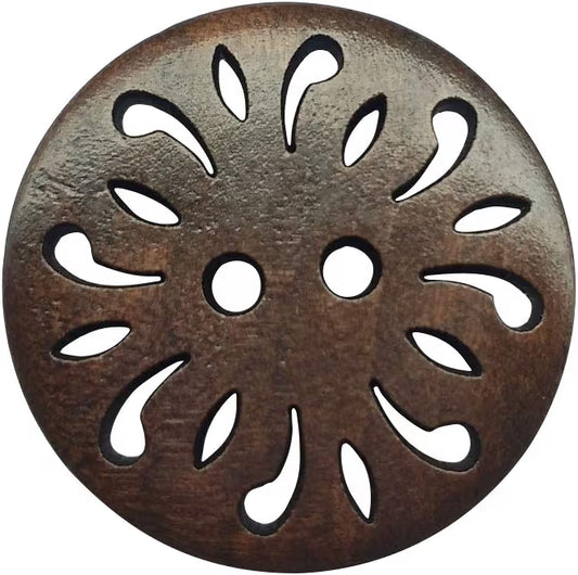 6 Pack: 30mm Flower Wood Buttons