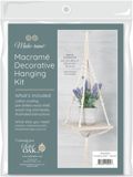 Solid Oak Macrame Hanging Shelf Square Decorative Wall Hanging Kit