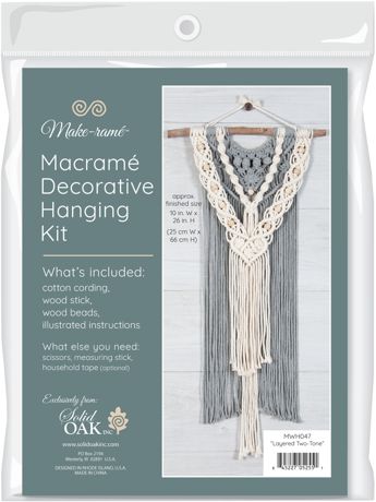 Solid Oak Macrame Two Toned Layered Decorative Wall Hanging Kit