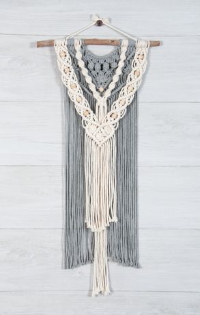 Solid Oak Macrame Two Toned Layered Decorative Wall Hanging Kit