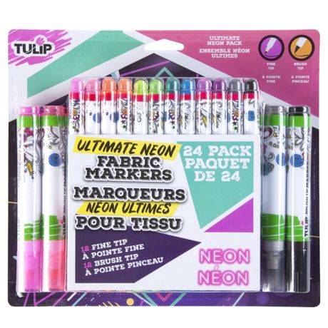 Tulip Ultimate Fabric Brush & Fine Tip Markers 24/Pkg