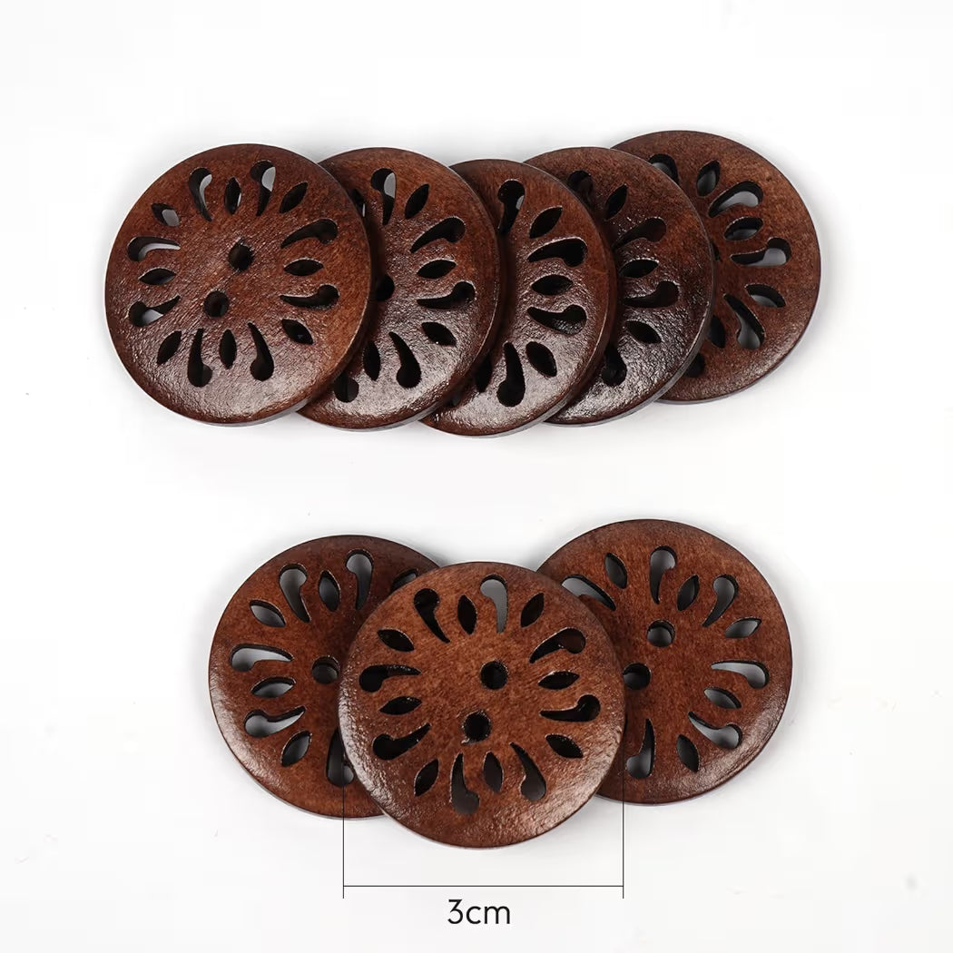 6 Pack: 30mm Flower Wood Buttons