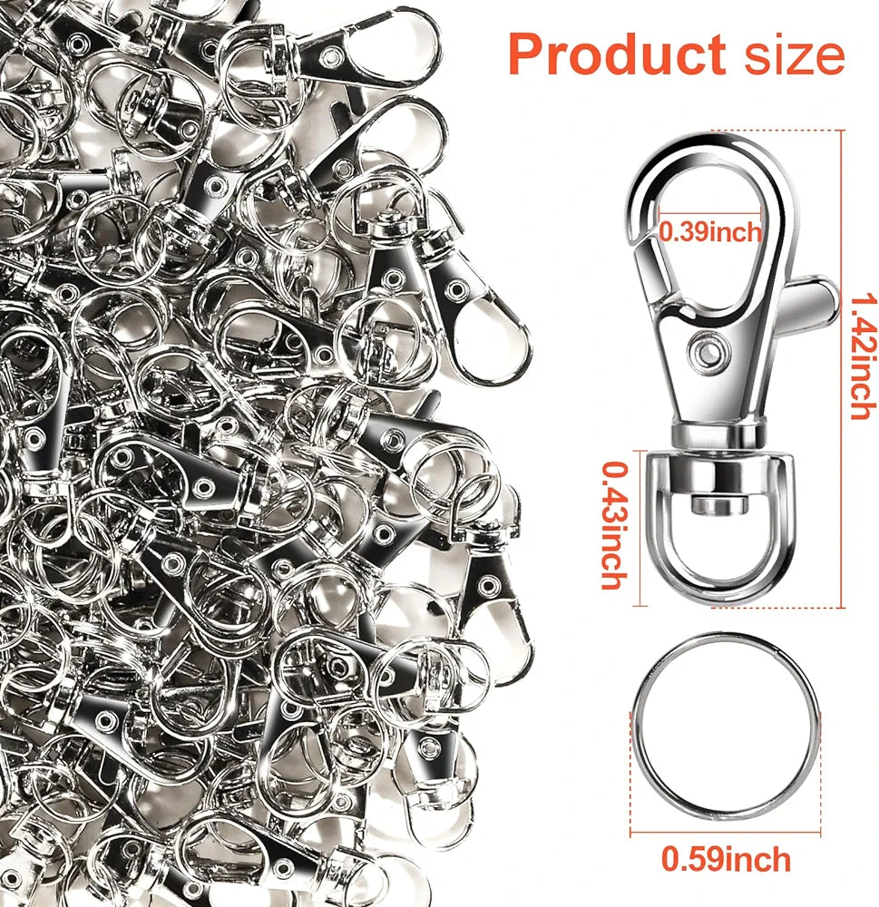 Metal Swivel Snap Hooks and Key Rings - 5 Pack