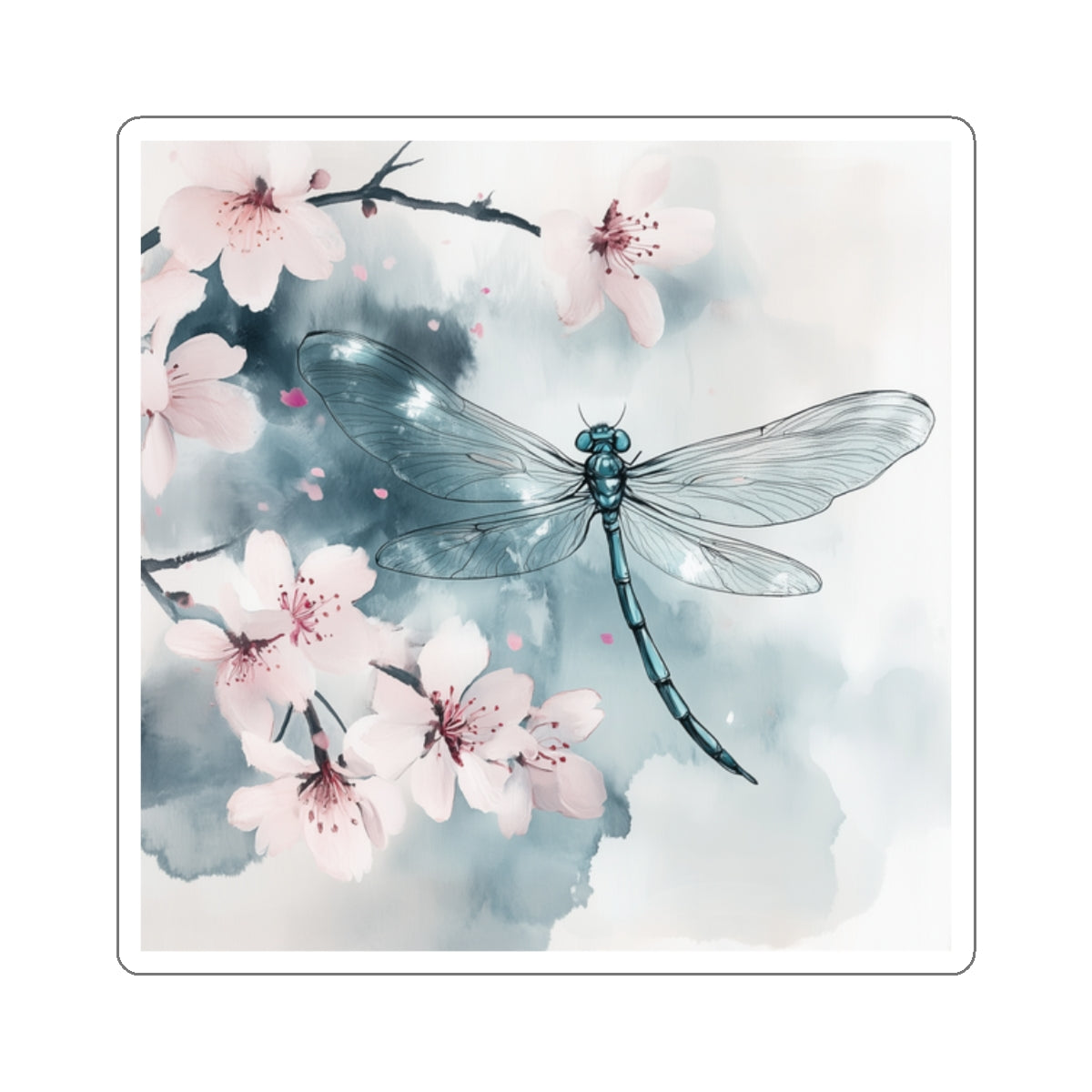 Sticker - Dragonfly Cherry Blossoms