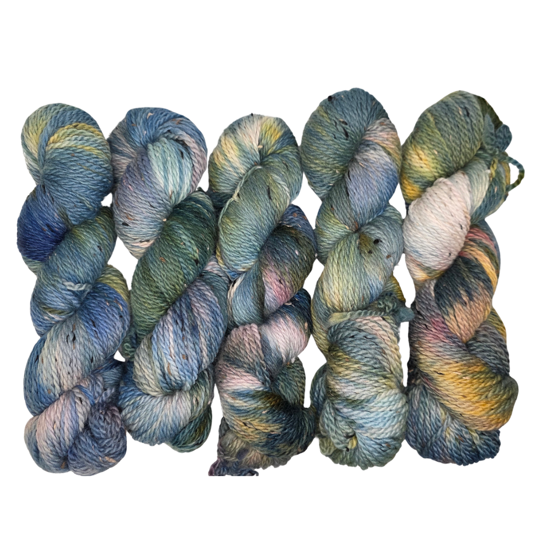 Hand-Dyed Worsted Weight Tweed - Monet’s Garden - Soul Sisters Fibers